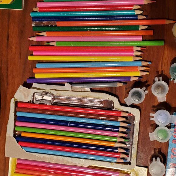 LOT Kids Art Color Paint By Num Colored Pencils Paint Winky Dinks Foil Art - Picture 2 of 16